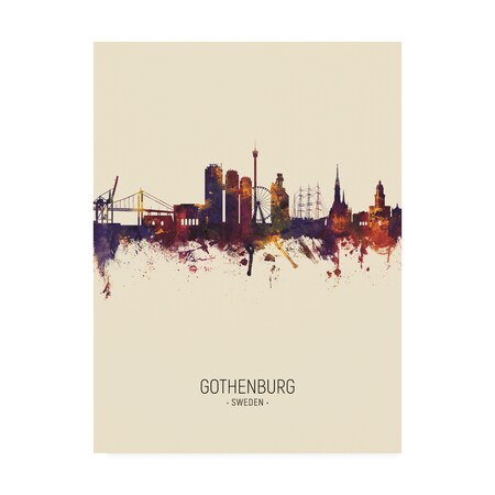 Trademark Fine Art Michael Tompsett 'Gothenburg Sweden Skyline Portrait III' Canvas Art, 35x47 MT02948-C3547GG